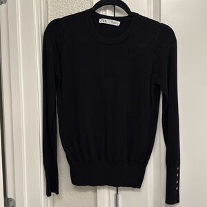 Black Zara Sweater With Gold Buttons